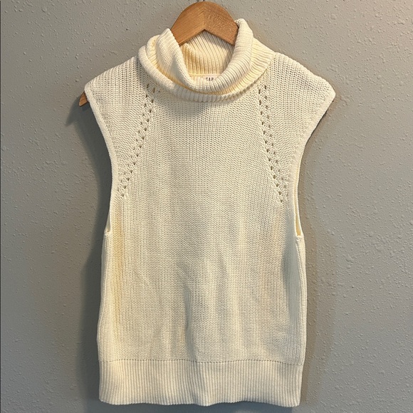 Gap Cream Sleeveless Turtleneck Sweater Vest Top New Cream - Picture 1 of 6